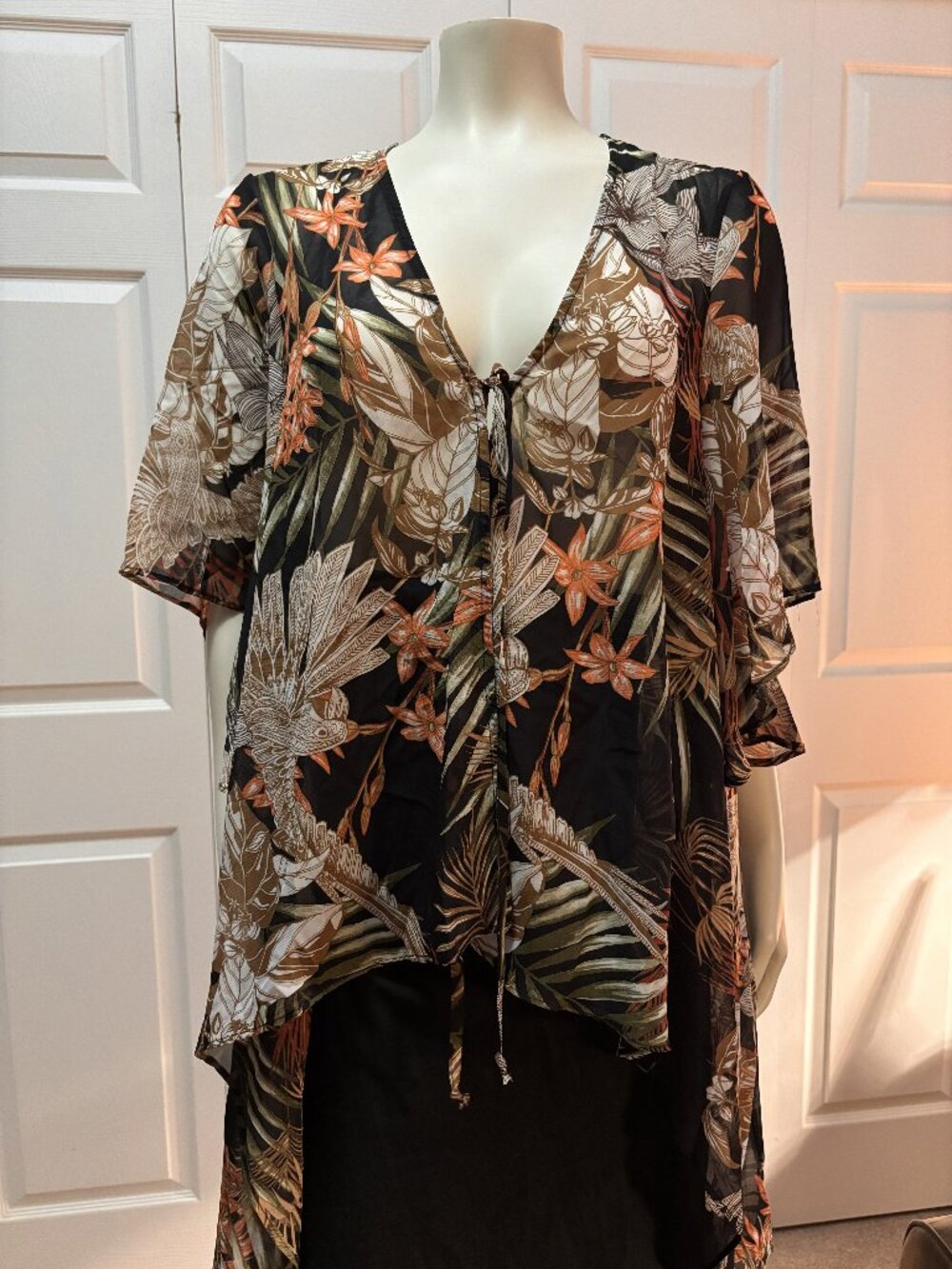 Chenault Tropical High Low Blouse Cover Up Size M